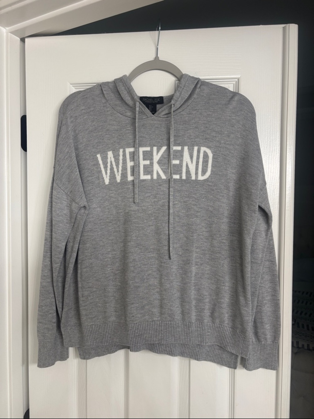Rachel Zoe Gray WEEKEND Hooded Knit Pullover